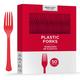 Red Heavy-Duty Plastic Forks, 50ct